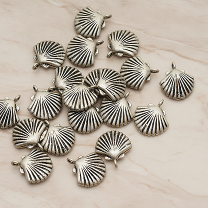 Scallop Seashell Pendant, 2 Pc on warm marble background (PD.1242)