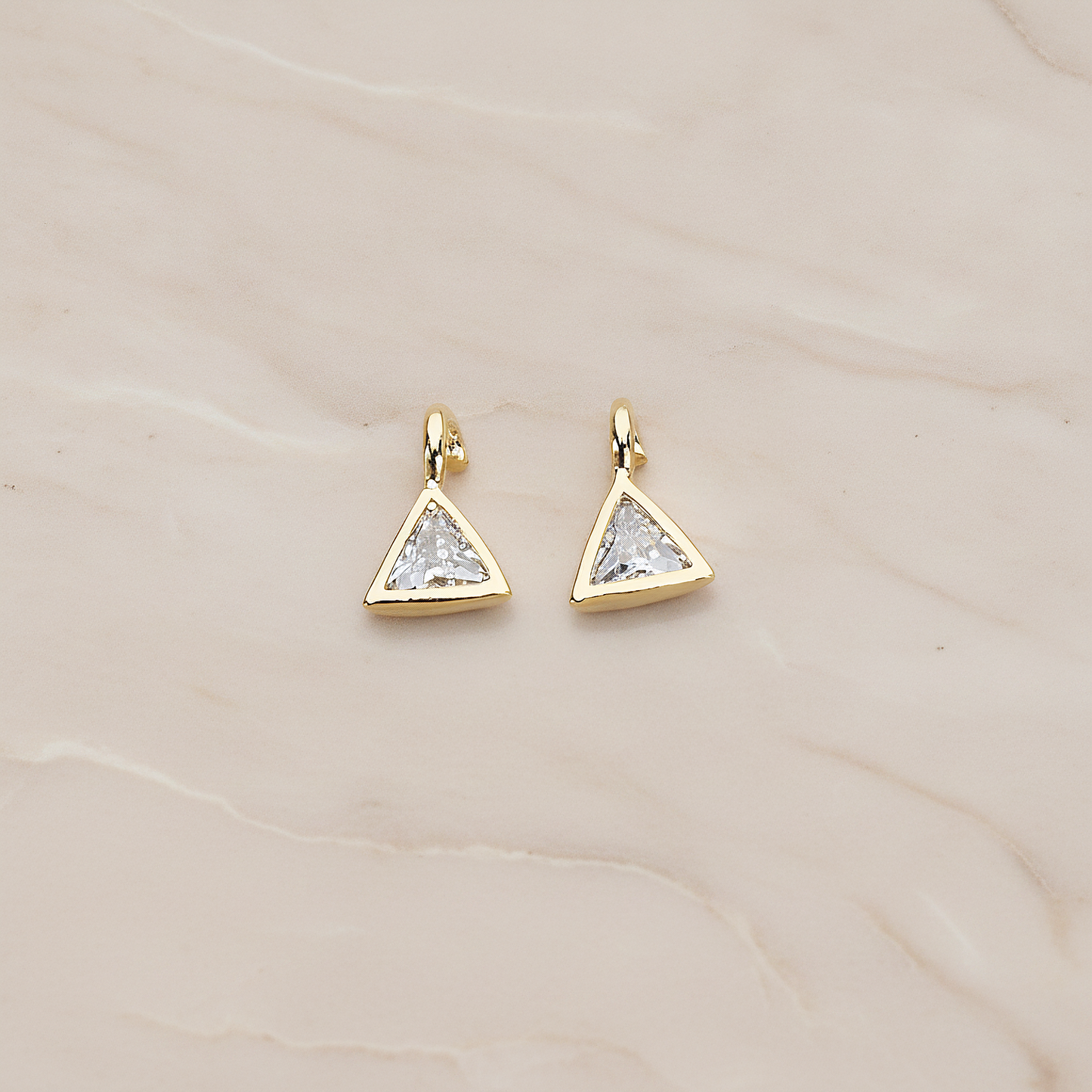 Mini Framed Cubic Zirconia Pendant, 2 Pc on warm marble background (PD.1266)