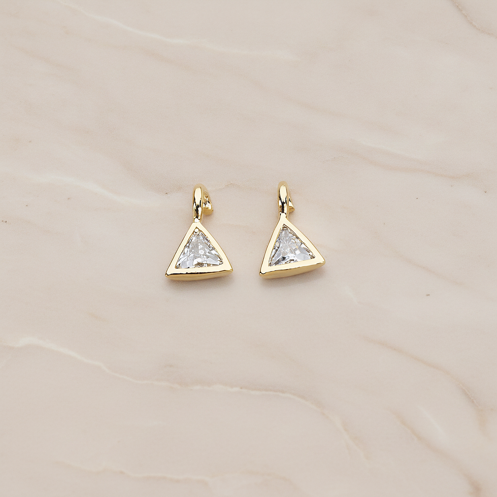 Mini Framed Cubic Zirconia Pendant, 2 Pc on warm marble background (PD.1266)