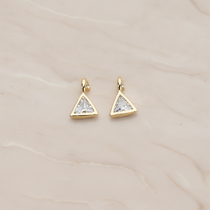 Mini Framed Cubic Zirconia Pendant, 2 Pc on warm marble background (PD.1266)