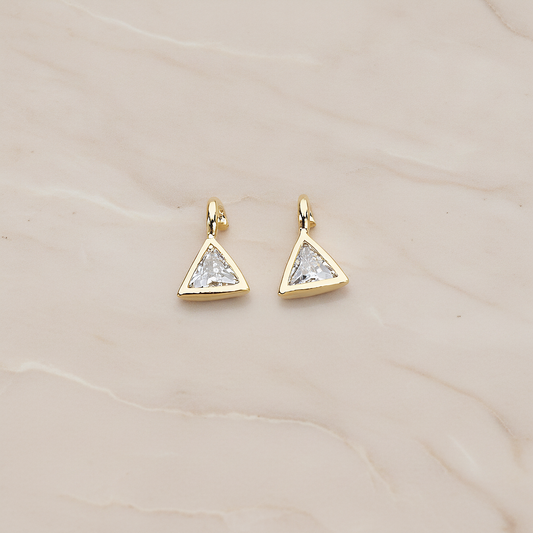 Mini Framed Cubic Zirconia Pendant, 2 Pc on warm marble background (PD.1266)