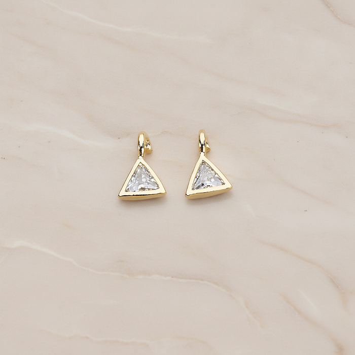 Mini Framed Cubic Zirconia Pendant, 2 Pc on warm marble background (PD.1266)