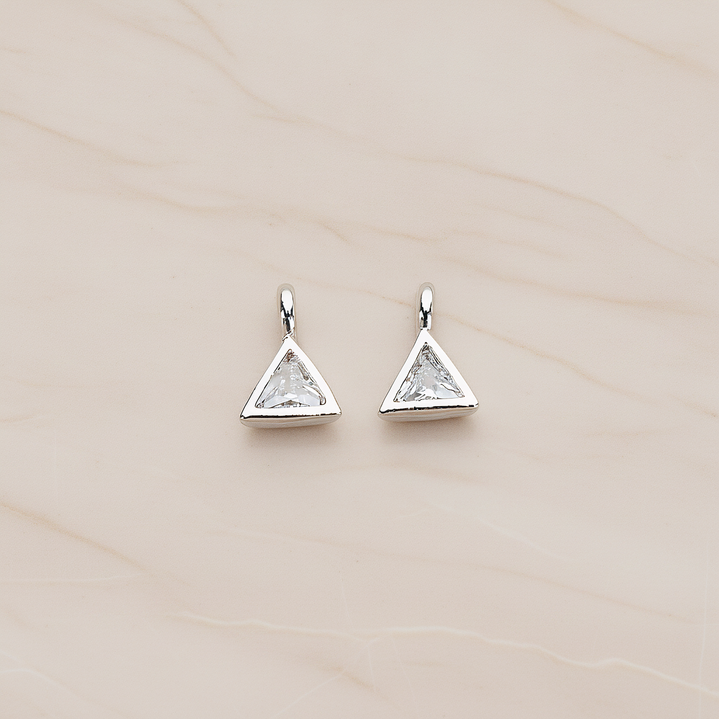 Mini Framed Cubic Zirconia Pendant, 2 Pc on warm marble background (PD.1266)