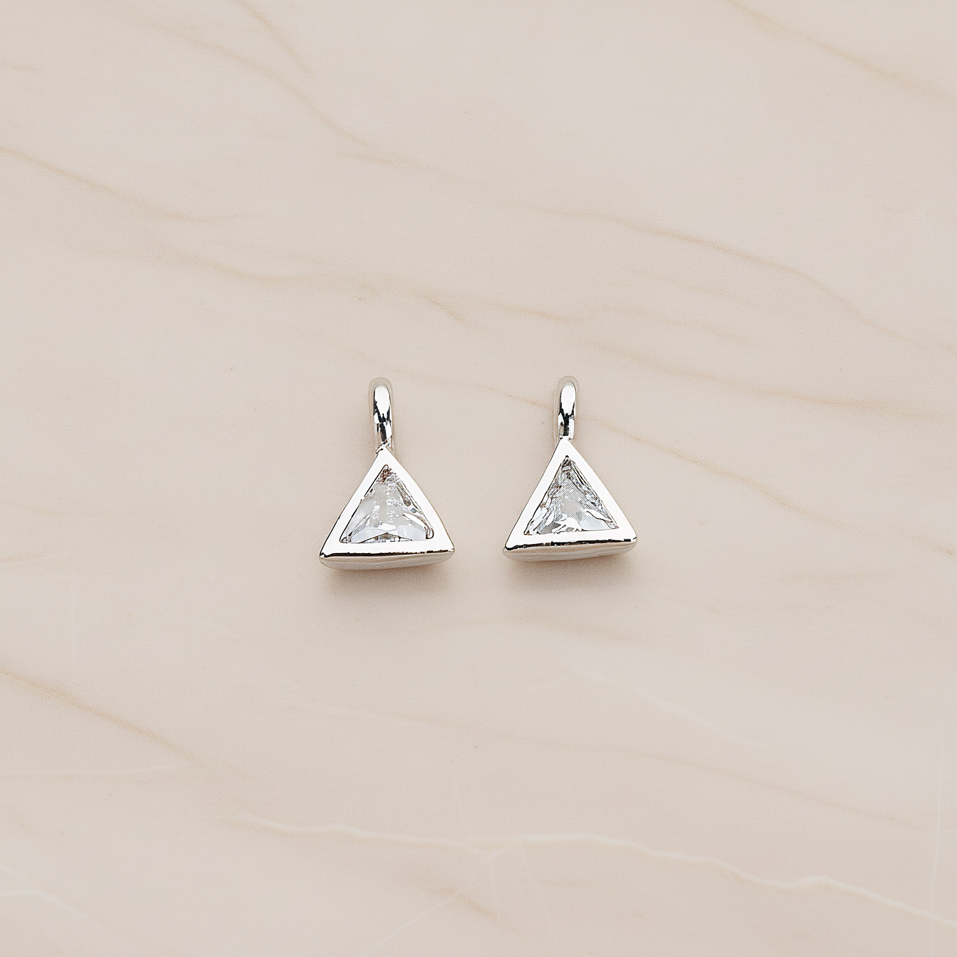 Mini Framed Cubic Zirconia Pendant, 2 Pc on warm marble background (PD.1266)