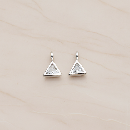 Mini Framed Cubic Zirconia Pendant, 2 Pc on warm marble background (PD.1266)