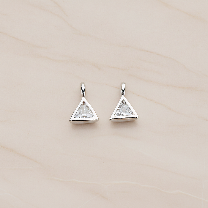 Mini Framed Cubic Zirconia Pendant, 2 Pc on warm marble background (PD.1266)