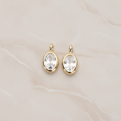 Mini Framed Cubic Zirconia Pendant, 2 Pc on warm marble background (PD.1266)