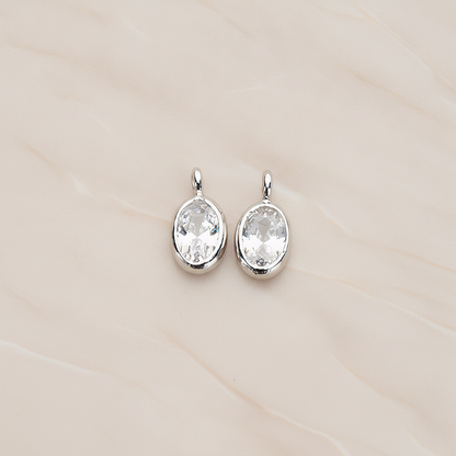 Mini Framed Cubic Zirconia Pendant, 2 Pc on warm marble background (PD.1266)