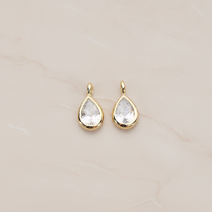 Mini Framed Cubic Zirconia Pendant, 2 Pc on warm marble background (PD.1266)