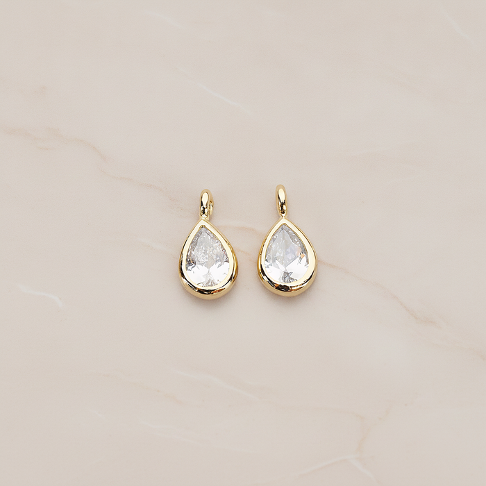 Mini Framed Cubic Zirconia Pendant, 2 Pc on warm marble background (PD.1266)