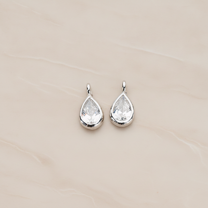 Mini Framed Cubic Zirconia Pendant, 2 Pc on warm marble background (PD.1266)