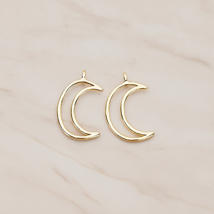Simple Line Animated Moon Pendant, 2Pc on warm marble background (PD.1293)