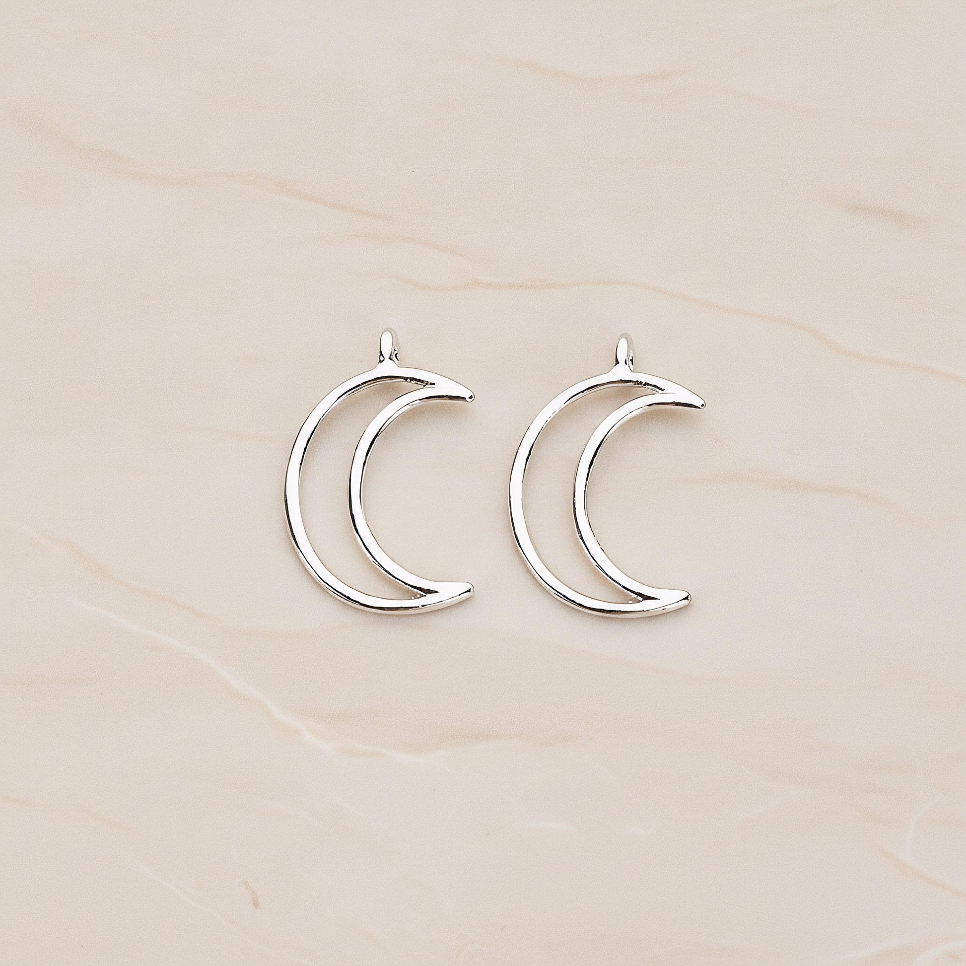 Simple Line Animated Moon Pendant, 2Pc on warm marble background (PD.1293)