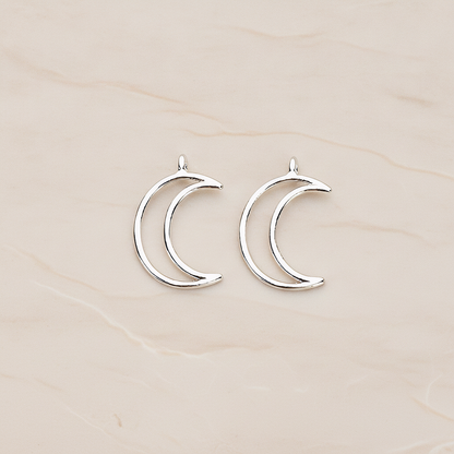Simple Line Animated Moon Pendant, 2Pc on warm marble background (PD.1293)
