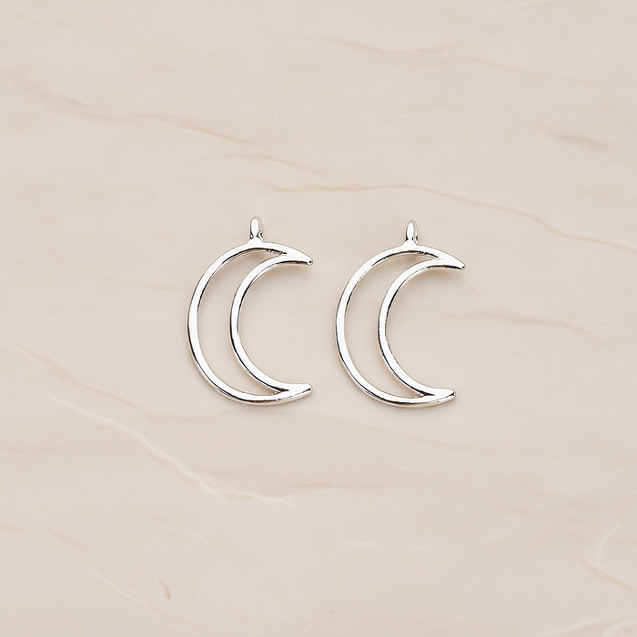 Simple Line Animated Moon Pendant, 2Pc on warm marble background (PD.1293)