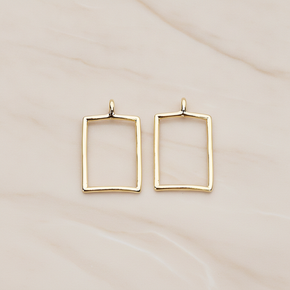 Simple Line Rectangle Pendant, 2Pc on warm marble background (PD.1294)