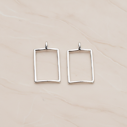 Simple Line Rectangle Pendant, 2Pc on warm marble background (PD.1294)