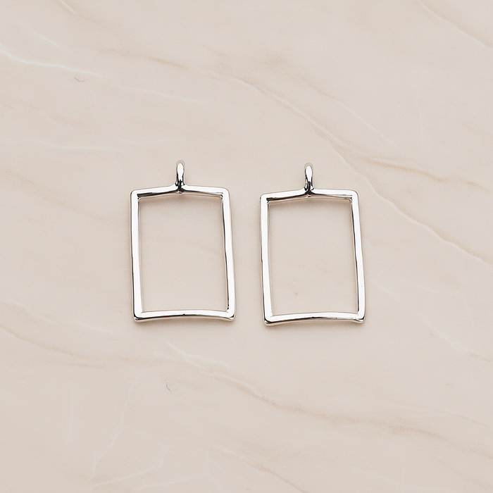 Simple Line Rectangle Pendant, 2Pc on warm marble background (PD.1294)