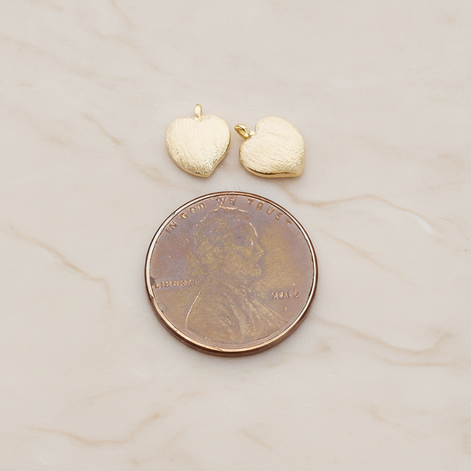 Brushed Cute Apple Shaped Heart Pendant, 2Pc on warm marble background (PD.1296)