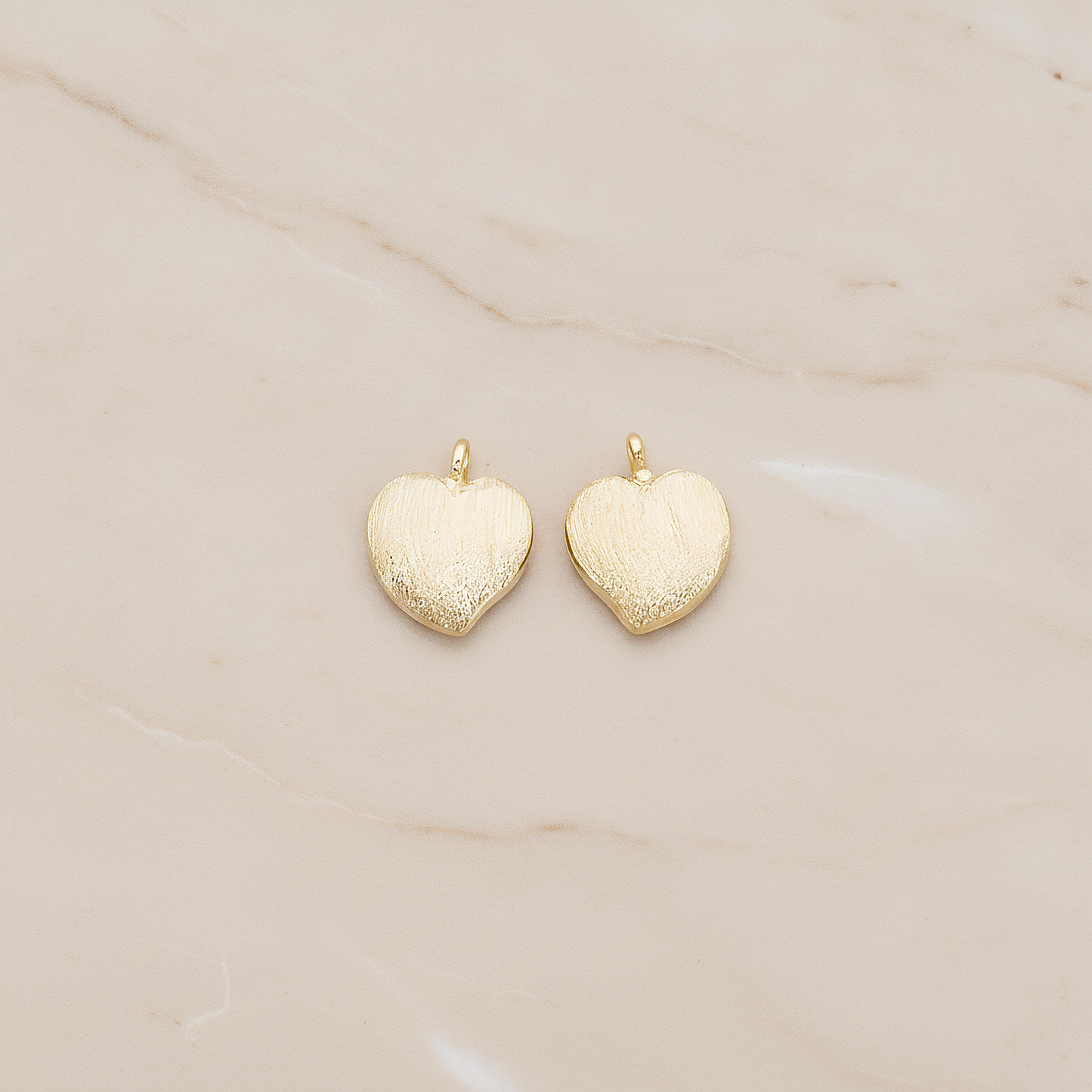 Brushed Cute Apple Shaped Heart Pendant, 2Pc on warm marble background (PD.1296)