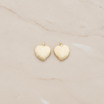 Brushed Cute Apple Shaped Heart Pendant, 2Pc on warm marble background (PD.1296)