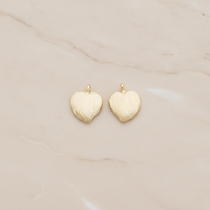 Brushed Cute Apple Shaped Heart Pendant, 2Pc on warm marble background (PD.1296)