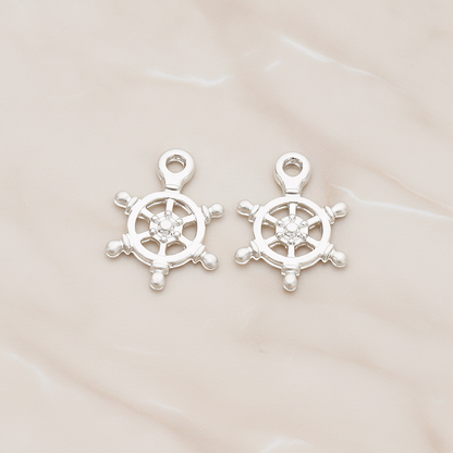 Mini Helm Steering Wheel Pendant, 2 Pc on warm marble background (PD.1306)