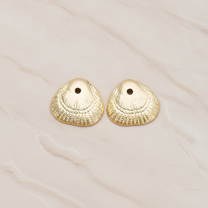 Mini Seashell with Center Hole Pendant, 2 Pc on warm marble background (PD.1309)