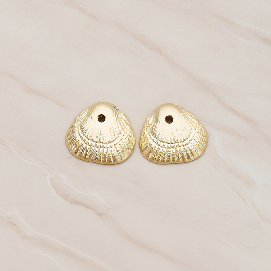 Mini Seashell with Center Hole Pendant, 2 Pc on warm marble background (PD.1309)