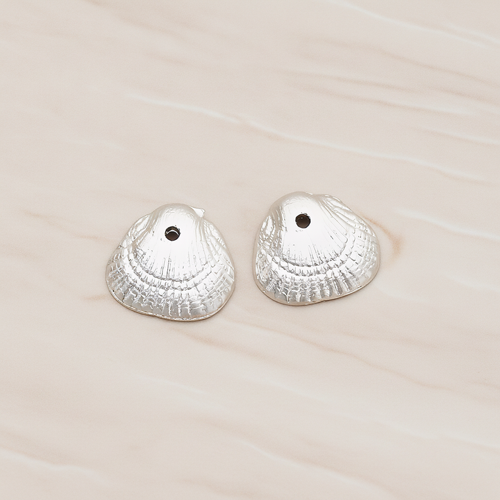 Mini Seashell with Center Hole Pendant, 2 Pc on warm marble background (PD.1309)