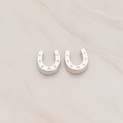 Horse Shoe Ver.2 Pendant, 2 Pc on warm marble background (PD.1311)