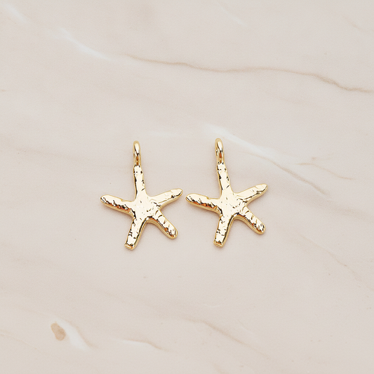 Skinny Starfish Pendant, 2 Pc on warm marble background (PD.1319-01)