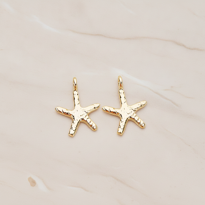 Skinny Starfish Pendant, 2 Pc on warm marble background (PD.1319-01)