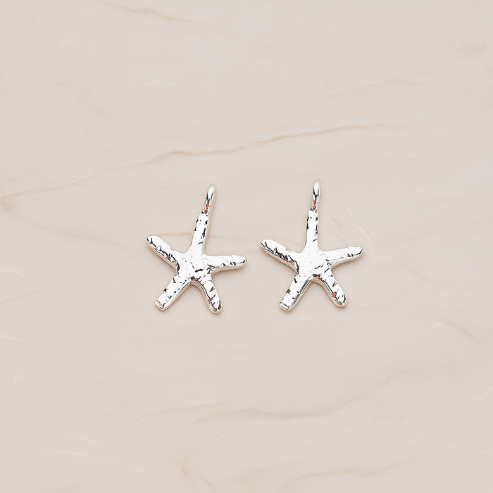 Skinny Starfish Pendant, 2 Pc on warm marble background (PD.1319-01)