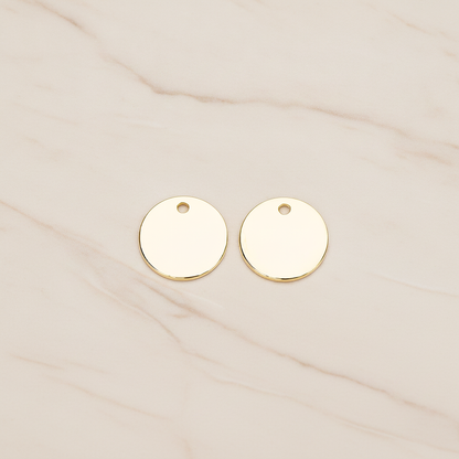 Round 10 Mm Disk Tag Coin Pendant, 2 Pc on warm marble background (PD.1322)