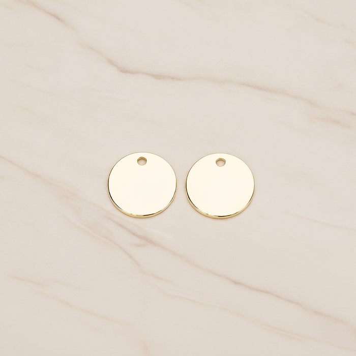 Round 10 Mm Disk Tag Coin Pendant, 2 Pc on warm marble background (PD.1322)