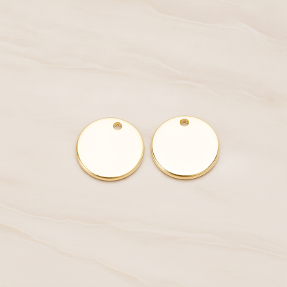 Round 10 Mm Disk Tag Coin Pendant, 2 Pc on warm marble background (PD.1322)