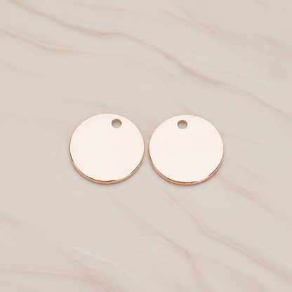 Round 10 Mm Disk Tag Coin Pendant, 2 Pc on warm marble background (PD.1322)