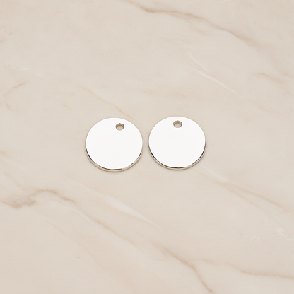 Round 10 Mm Disk Tag Coin Pendant, 2 Pc on warm marble background (PD.1322)