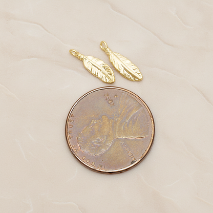 Indian Mini Dream Catcher Feather Pendant, 2 Pc on warm marble background (PD.1355)