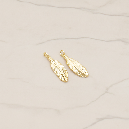 Indian Mini Dream Catcher Feather Pendant, 2 Pc on warm marble background (PD.1355)
