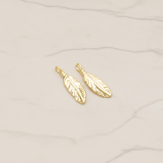 Indian Mini Dream Catcher Feather Pendant, 2 Pc on warm marble background (PD.1355)
