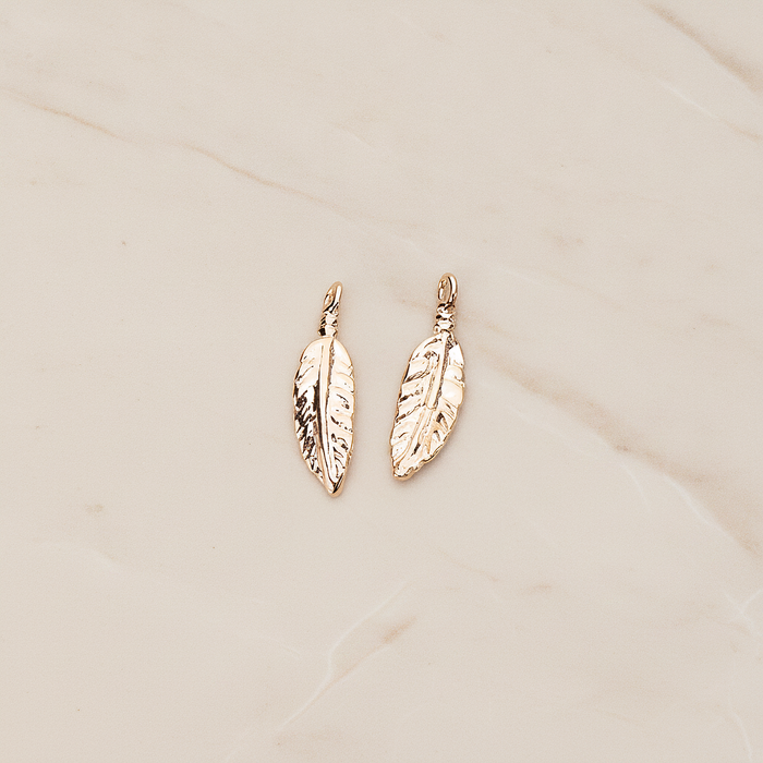 Indian Mini Dream Catcher Feather Pendant, 2 Pc on warm marble background (PD.1355)