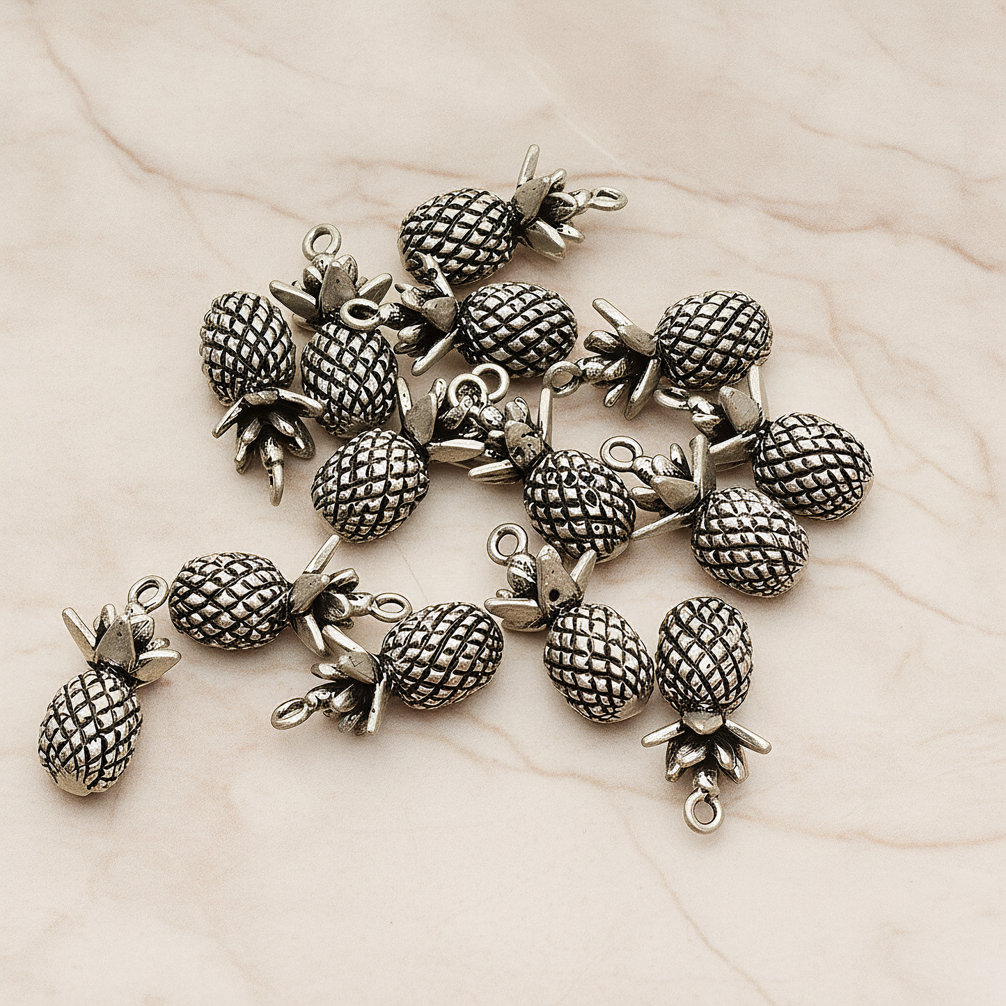 3D Mini Pineapple Pendant, 2 Pc on warm marble background (PD.1356)