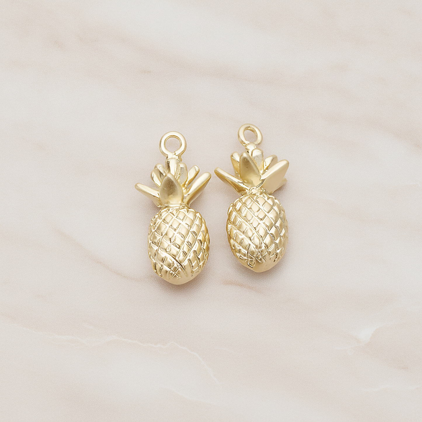 3D Mini Pineapple Pendant, 2 Pc on warm marble background (PD.1356)