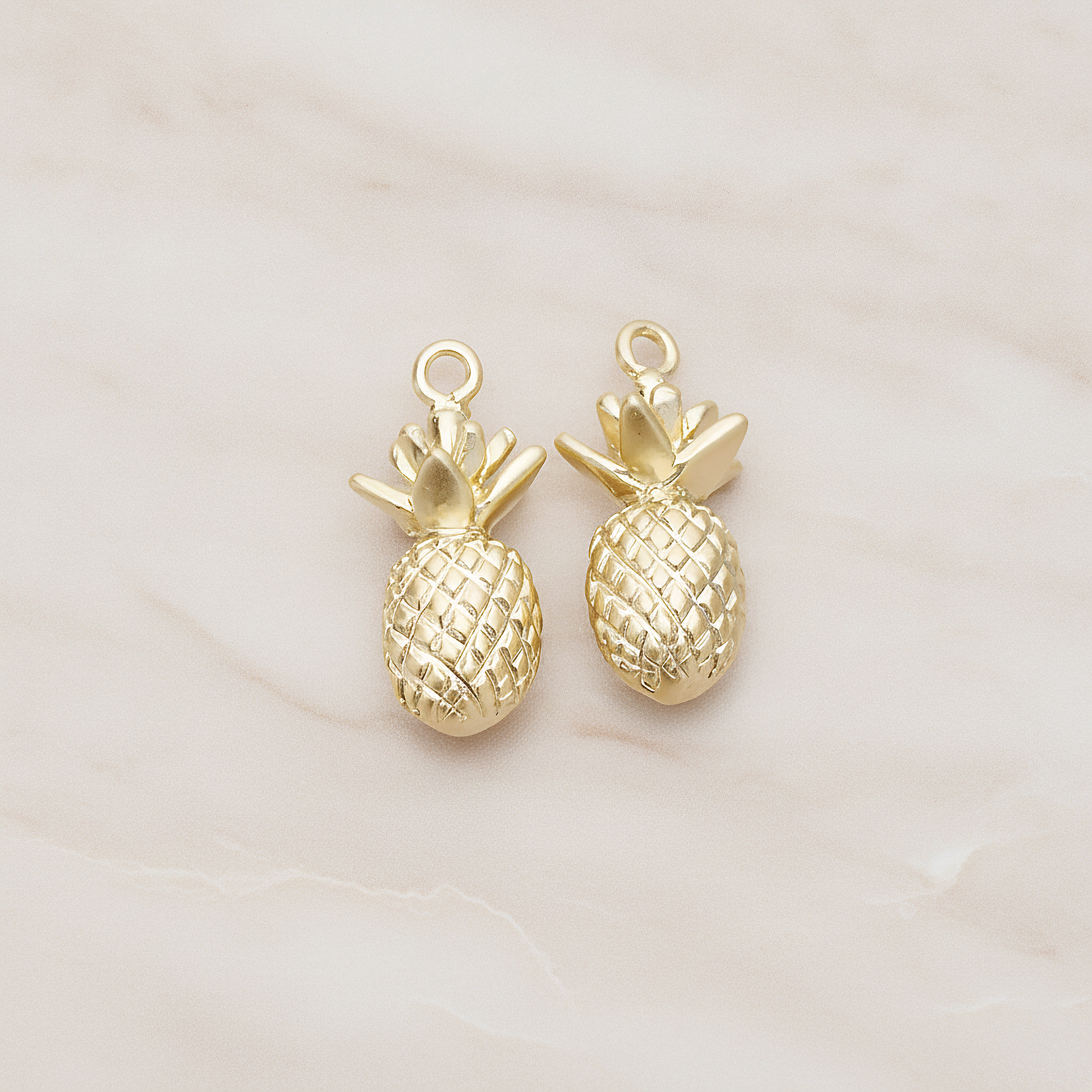 3D Mini Pineapple Pendant, 2 Pc on warm marble background (PD.1356)
