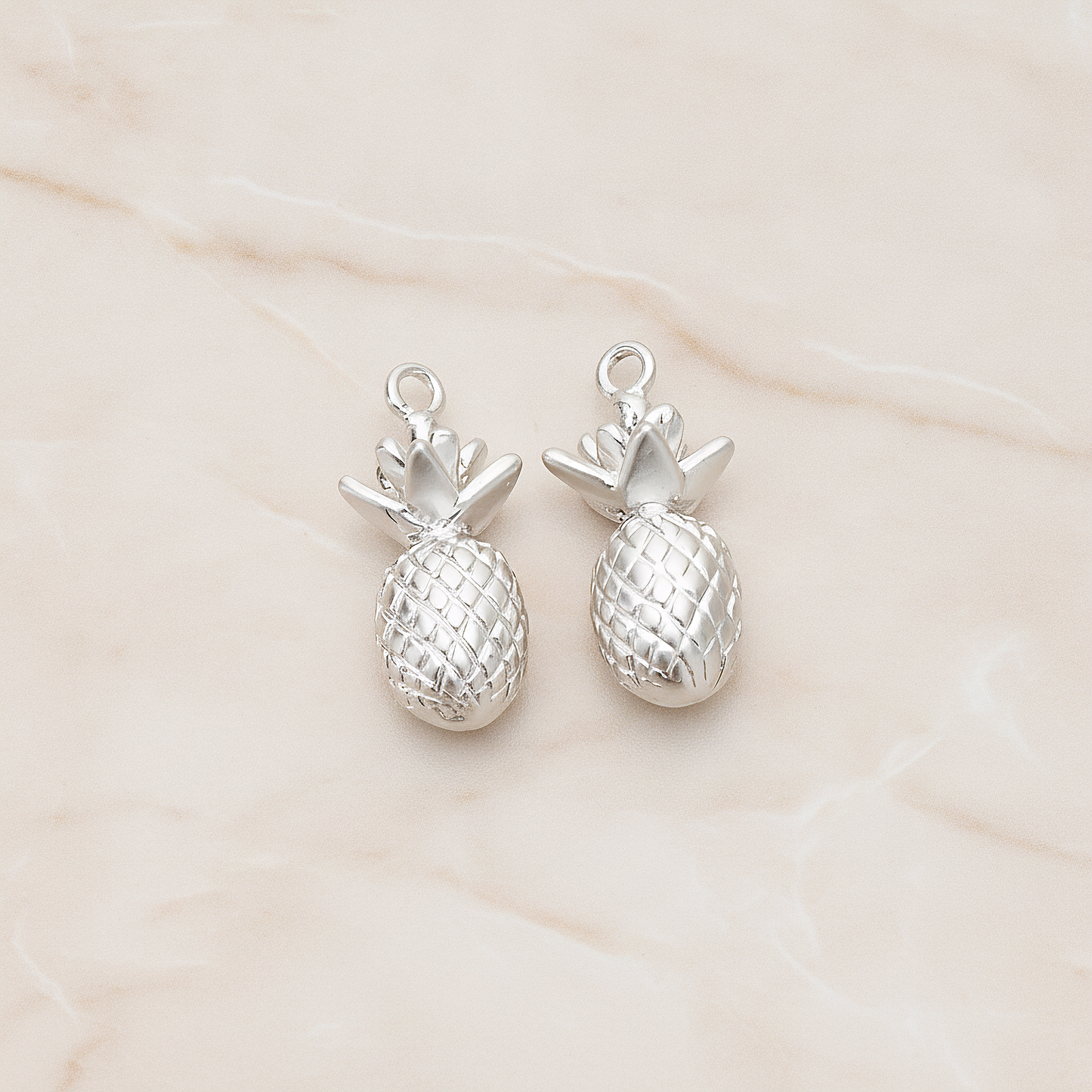 3D Mini Pineapple Pendant, 2 Pc on warm marble background (PD.1356)