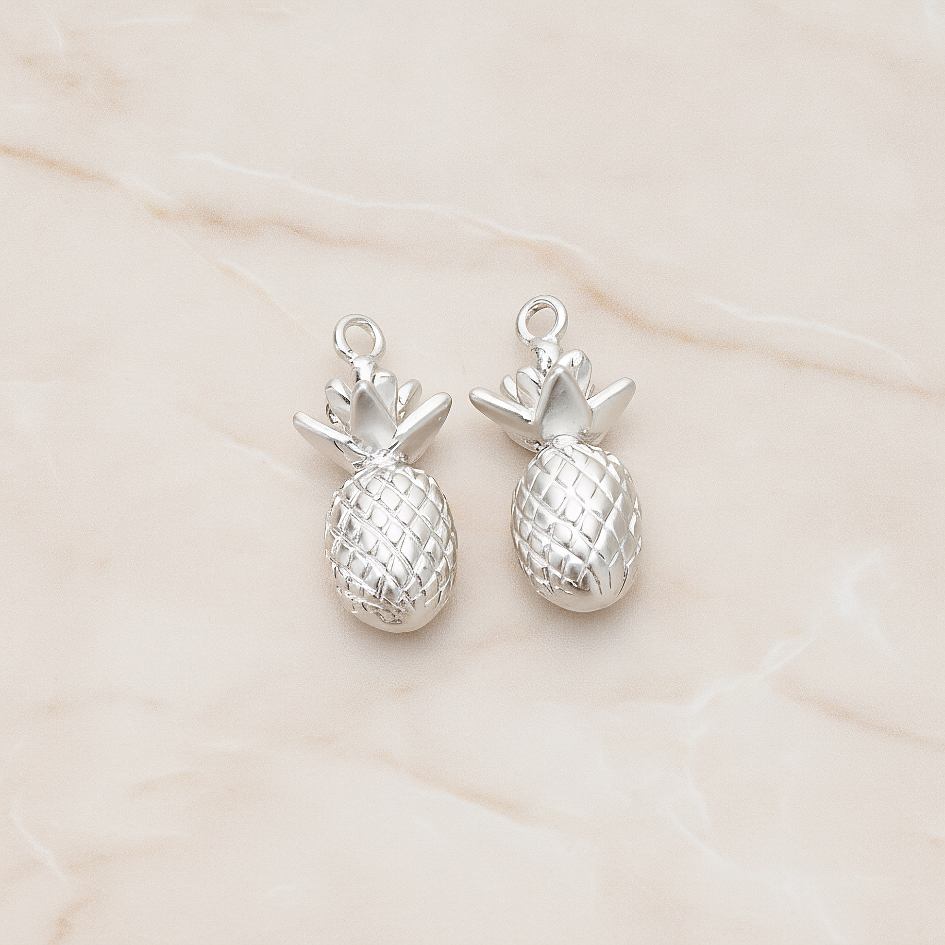 3D Mini Pineapple Pendant, 2 Pc on warm marble background (PD.1356)