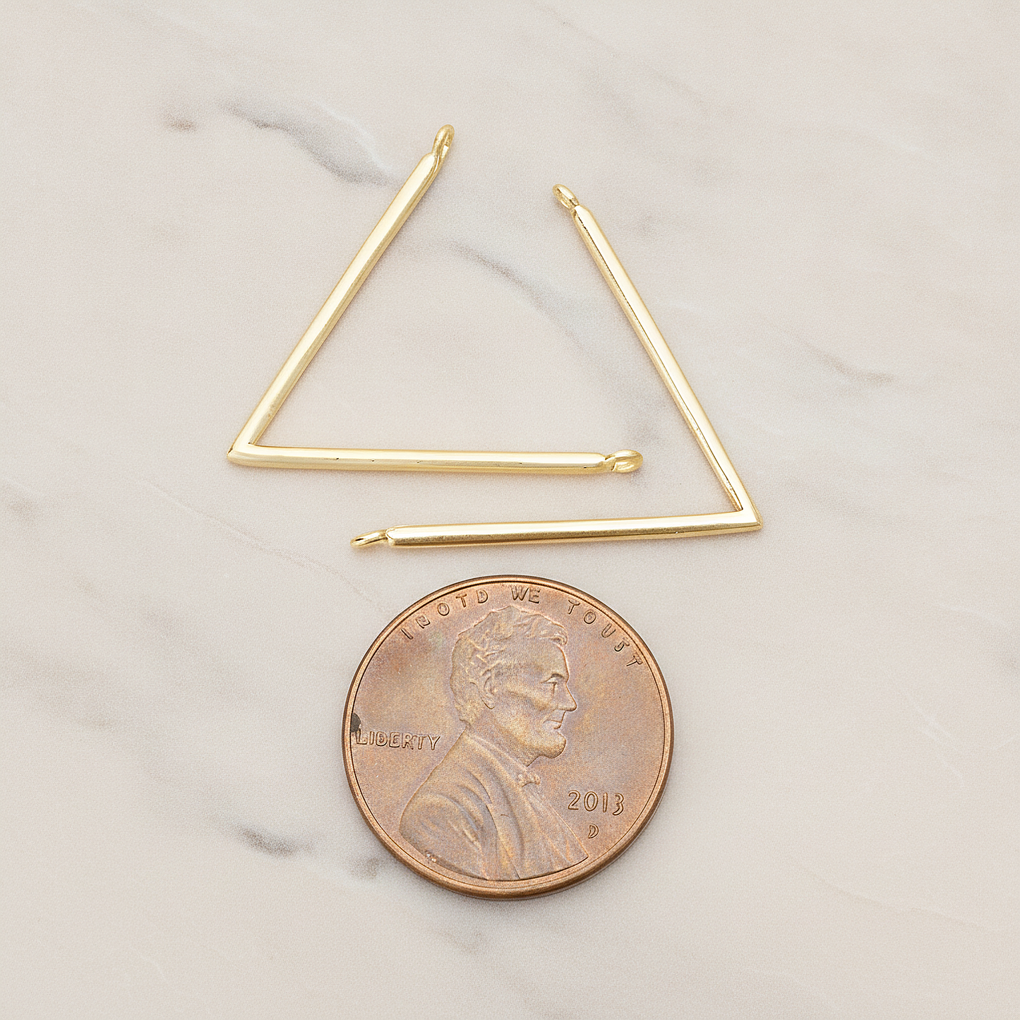 Round Tube V Shaped Pendant, 2 Pc on warm marble background (PD.1359)