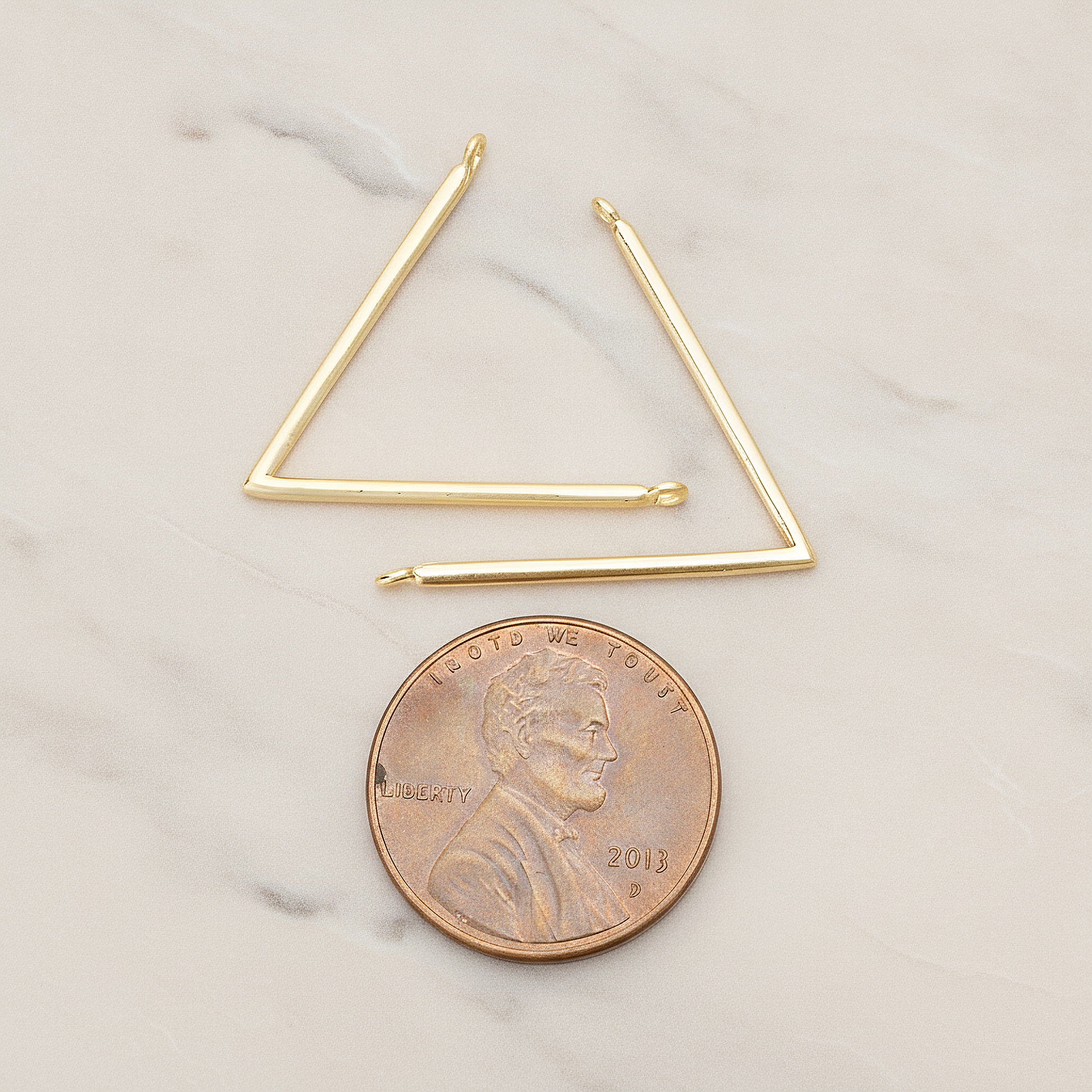 Round Tube V Shaped Pendant, 2 Pc on warm marble background (PD.1359)